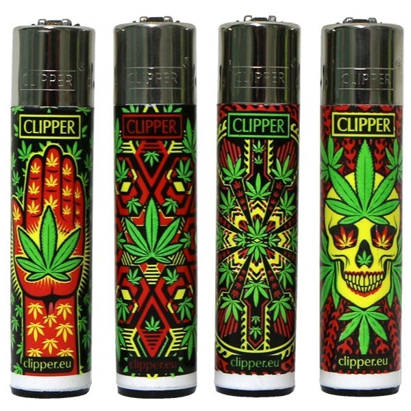 Clipper Lighter - leaves and skulls