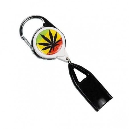 Retractable Lighter Leash rasta leaf