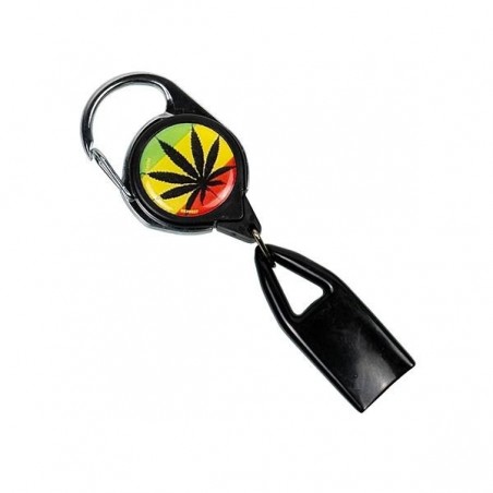Retractable Lighter Leash rasta leaf black