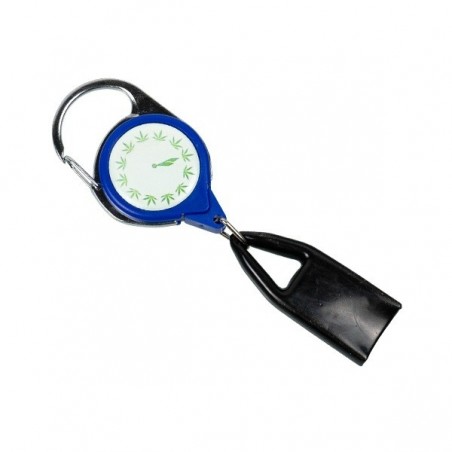 Retractable Lighter Leash marijuana clock blue