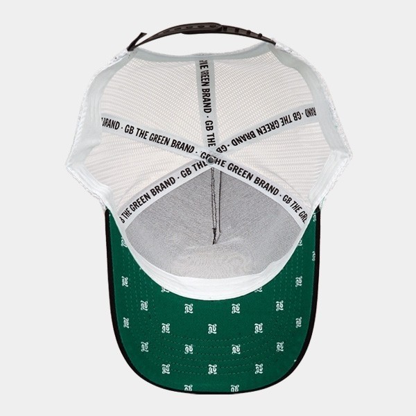 GB The Green Brand logo trucker cap white inside