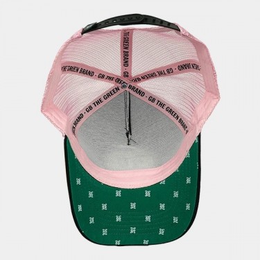 GB The Green Brand logo trucker cap pink inside