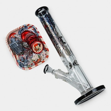 Bong with Ronin and Geisha Black Leaf case - GB The Green Brand