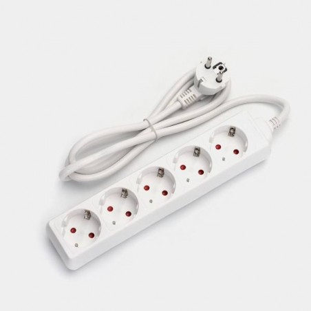 White 5-outlet power strip without switch