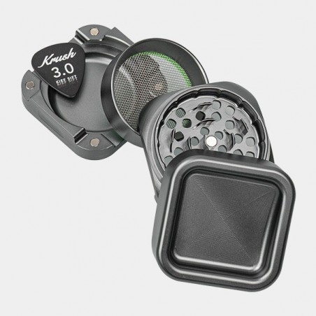 Krush Kube 3.0 Aluminum Grinder open gray