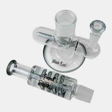 Black Leaf Pre-Cooler Bong with Spiral + Inline Slit - Growbarato