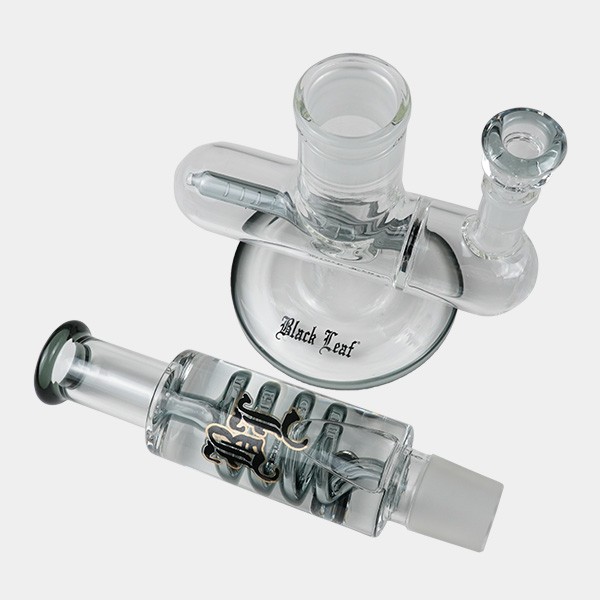 Black Leaf Pre-Cooler Bong with Spiral + Inline Slit - Growbarato