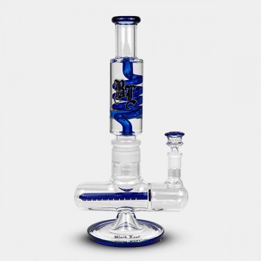 Black Leaf blue spiral cooler bong with inline slit