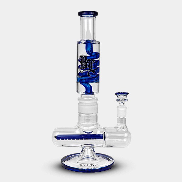 Black Leaf Pre-Cooler Bong with Spiral + Inline Slit