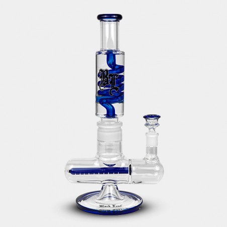 Black Leaf blue spiral cooler bong with inline slit