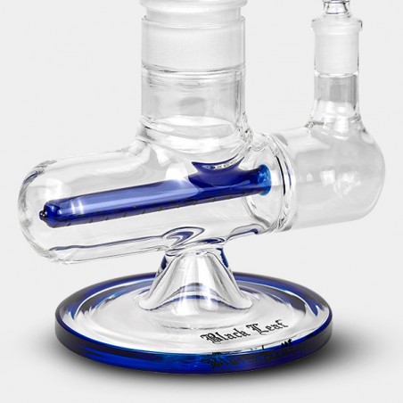 Black Leaf blue inline slit cooler gel bong with spiral