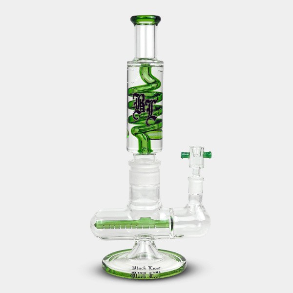 View Black Leaf Pre-Cooler Bong with Spiral + Inline Slit - Growbarato