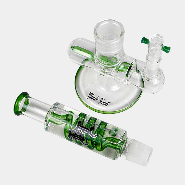 Black Leaf spiral cooler gel bong + Inline Slit parts