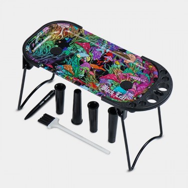 Rolling tray with cones, brush, and Magic Mushrooms holders