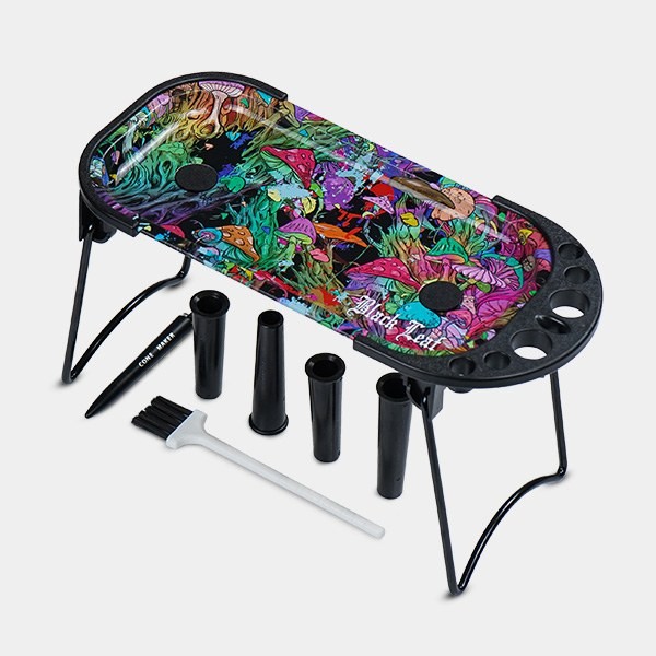 View Magic Mushrooms rolling tray with cones, brush and holders