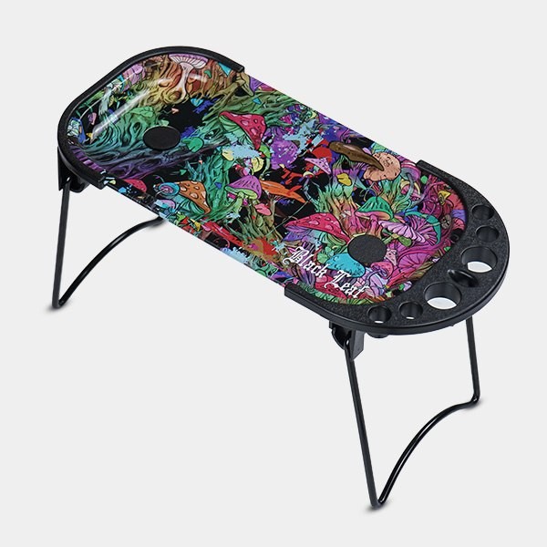 Magic Mushrooms rolling tray with cones, brush and holders detail tray