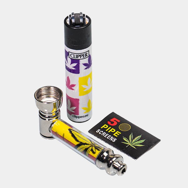 Metal pipe set with screens and lighter