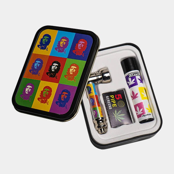 Metal pipe set with screens and lighter - GB The Green Brand