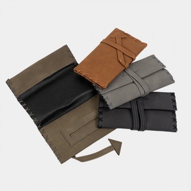 Faux Leather Tobacco Pouch With Zipper