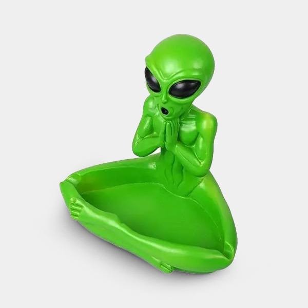View Green Alien Ashtray hand-painted - GB The Green Brand