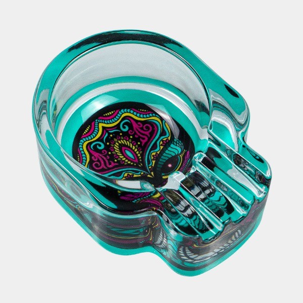 Champ glass skull ashtray