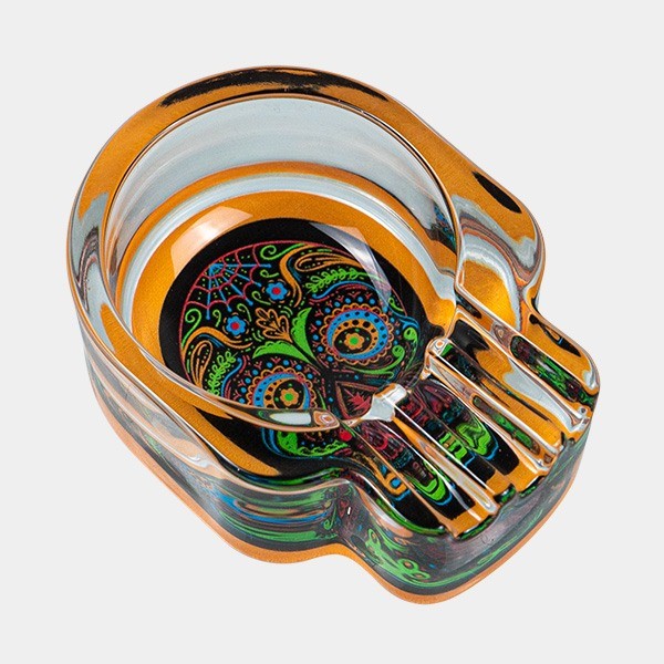 Champ glass skull ashtray