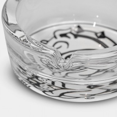The Bulldog black & white Glass ashtray - GB The Green Brand