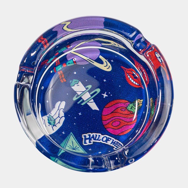 Hall of Weed Blue Glass Ashtray - GB The Green Brand