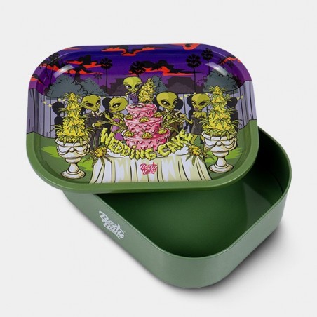 'Wedding Cake' Metal Box with Rolling Tray- GB The Green Brand