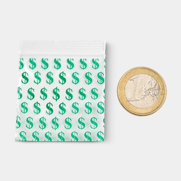 Dollars Zip Bag 50x50mm - GB The Green Brand