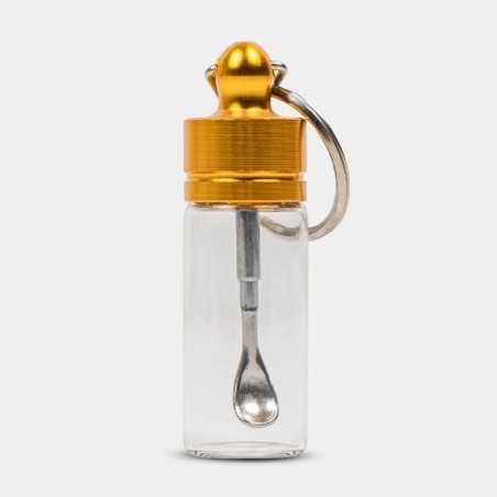 Glass Snuff Bottle with Telescopic Spoon yellow closed