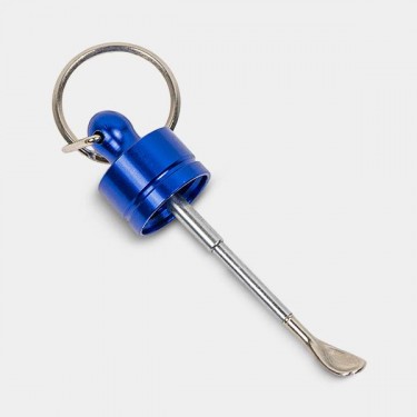Glass Snuff Bottle with Telescopic Spoon blue open