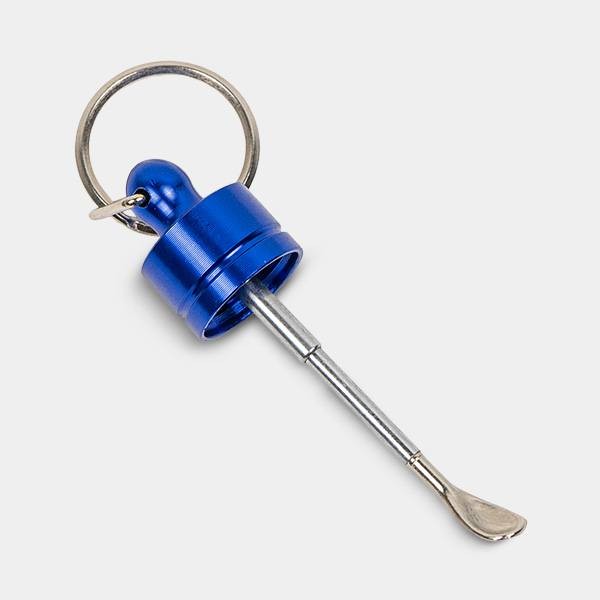 Glass Snuff Bottle with Telescopic Spoon blue open