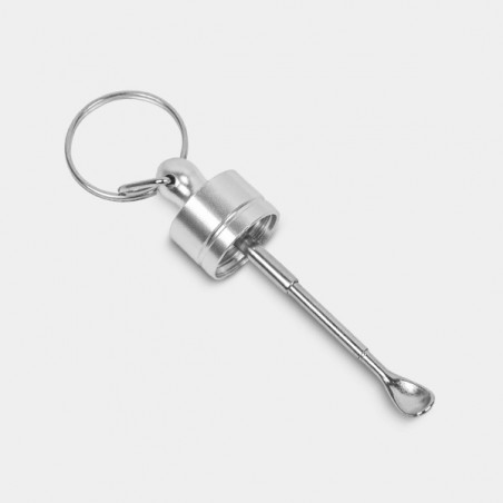 Glass Snuff Bottle with Telescopic Spoon grey open