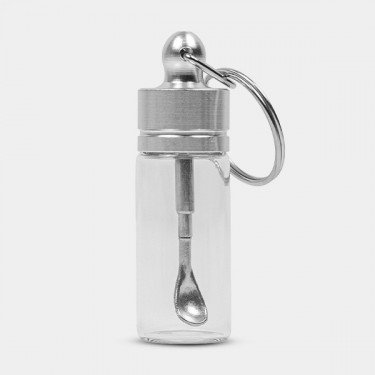 Glass Snuff Bottle with Telescopic Spoon grey closed