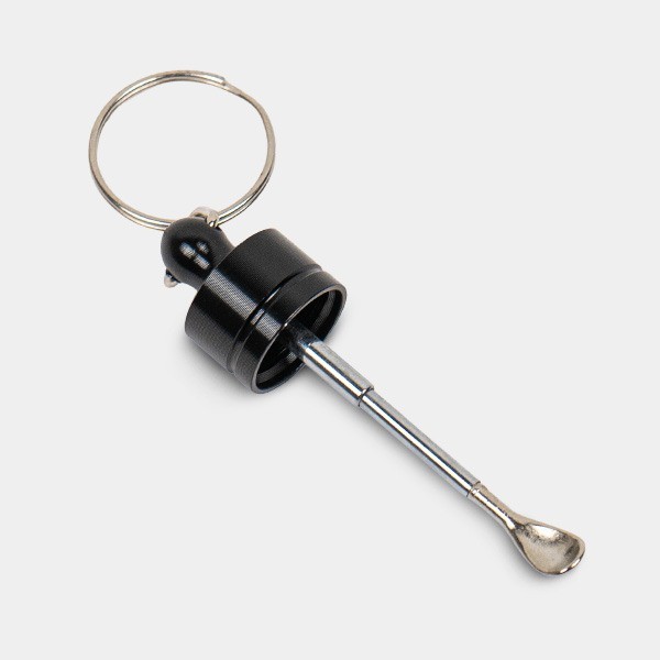 Glass Snuff Bottle with Telescopic Spoon black open
