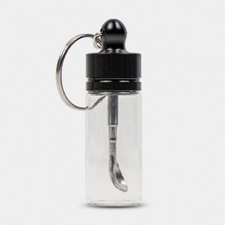 Glass Snuff Bottle with Telescopic Spoon black closed