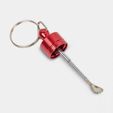 Glass Snuff Bottle with Telescopic Spoon red open