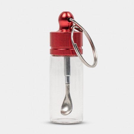 Glass Snuff Bottle with Telescopic Spoon red closed