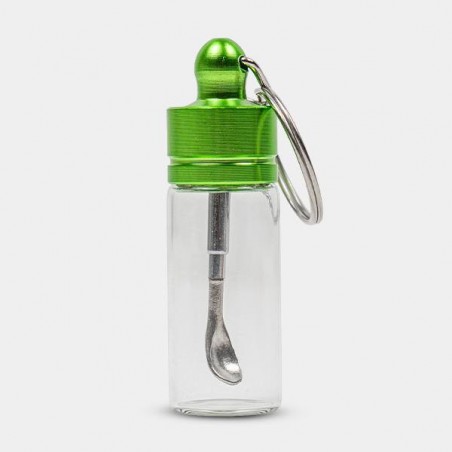 Glass Snuff Bottle with Telescopic Spoon green closed