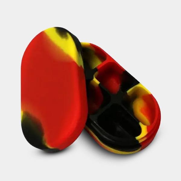 Silicone cases, 2 sections, red, yellow, and black