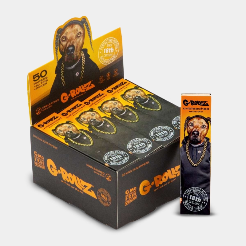 View G-Rollz King Size Slim Unbleached Rolling Papers + 'rap' tips | GB