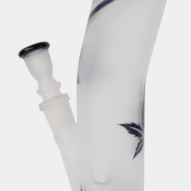 42 cm Frosted Glass Bong with Blue Leaves