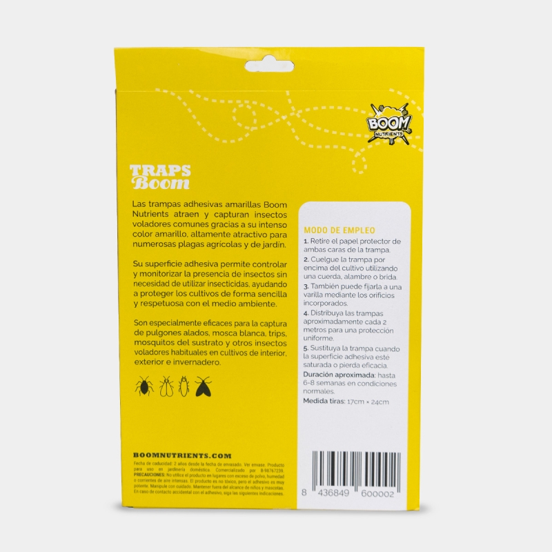 Back of the Boom Boom Nutrients Yellow Traps box