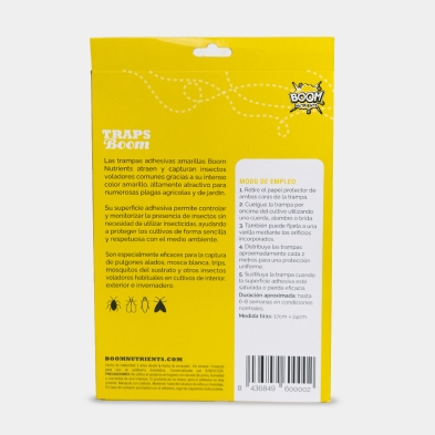 Back of the Boom Boom Nutrients Yellow Traps box