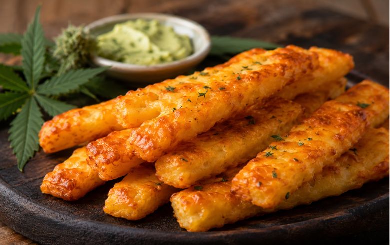 Baked cannabis cheese fingers